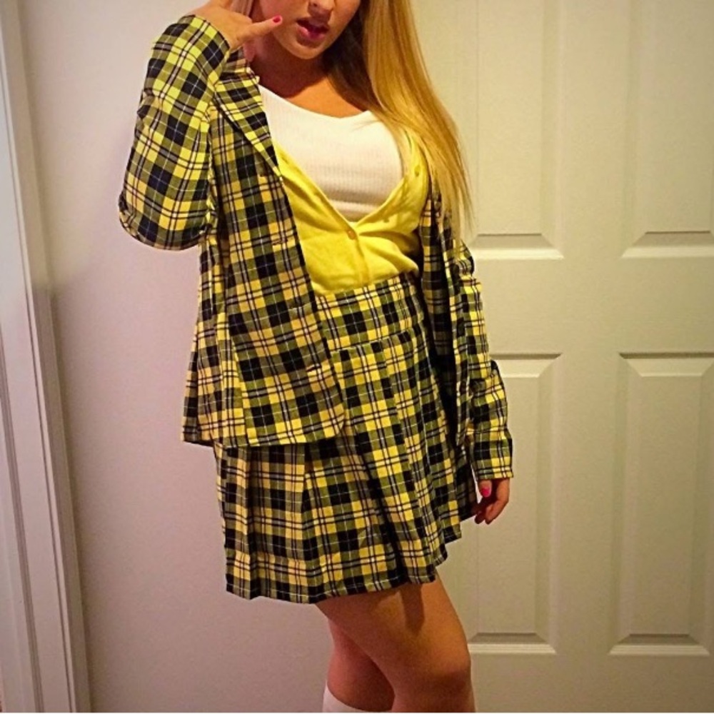 Dreamgirl Yellow and Black Plaid Skirt Set